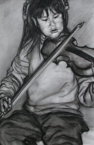 Little Violinist, Charcoal on paper, 24x36, 2007