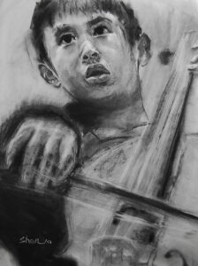 Sight Reading Practice, Charcoal on paper, 22x30, 2010